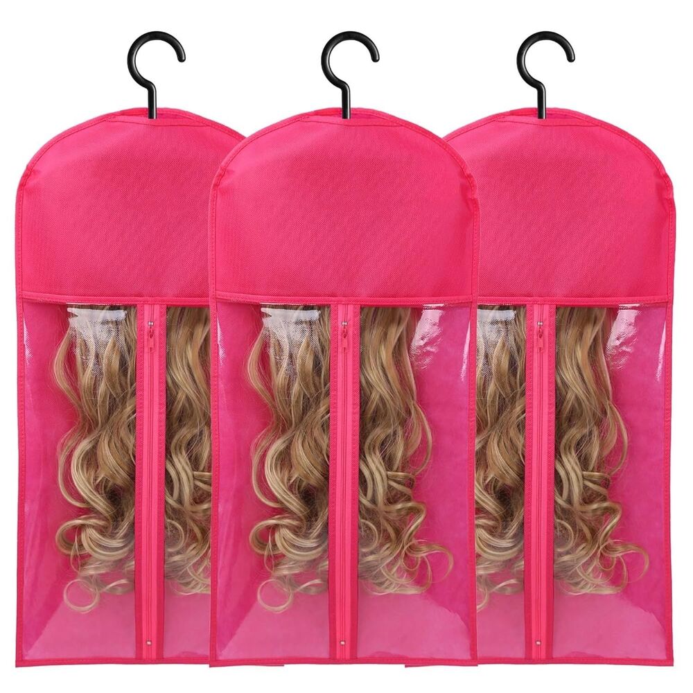 2Pk  Wig Bags Storage with Hanger Wig Holder Wig Hanger for Multiple Wigs Por...